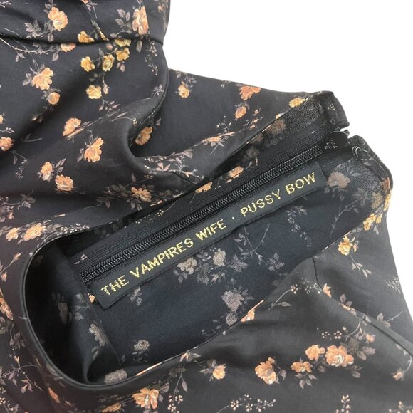 The Vampires Wife Earl Floral Ruffle Layered Midi Dress Black US 6 UK 10 - Picture 8 of 16